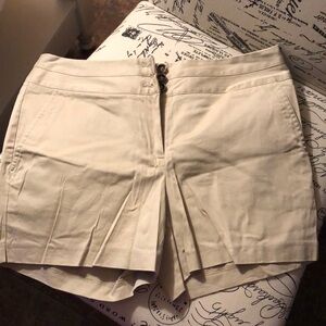 Cato Mid Rise Beige Cotton Flat Front Shorts Size 10
